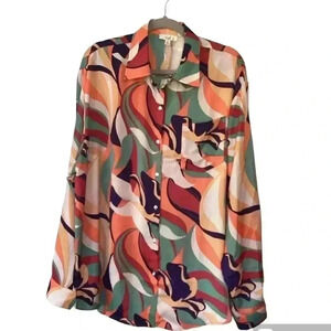 EASEL "Mirabelle" Dull Satin Geo Print
Vibrant Colored Button Up Collared Cuffed